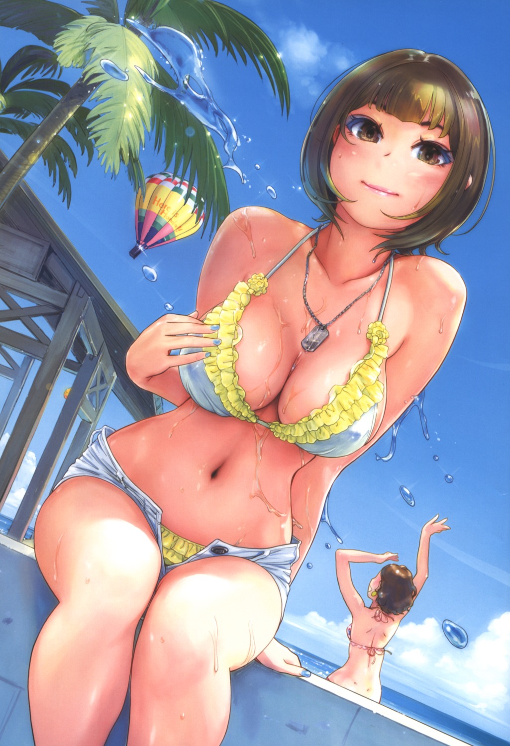 bikini carina_(xiao_woo) cleavage swimsuits wet