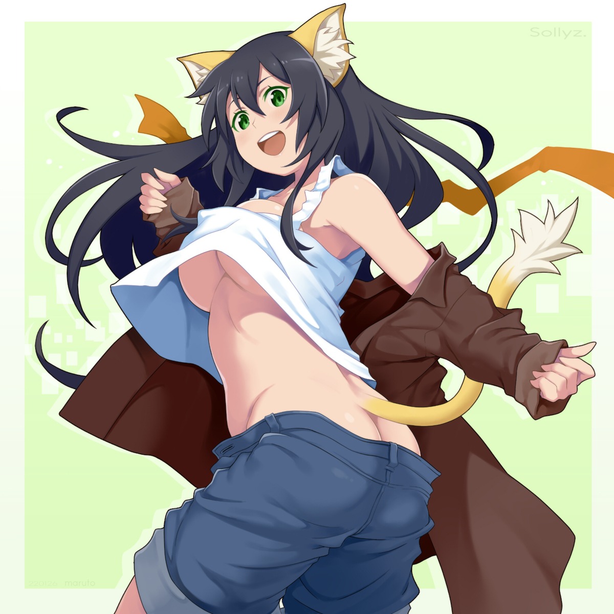 animal_ears ass maruto! no_bra nopan shirt_lift tail underboob