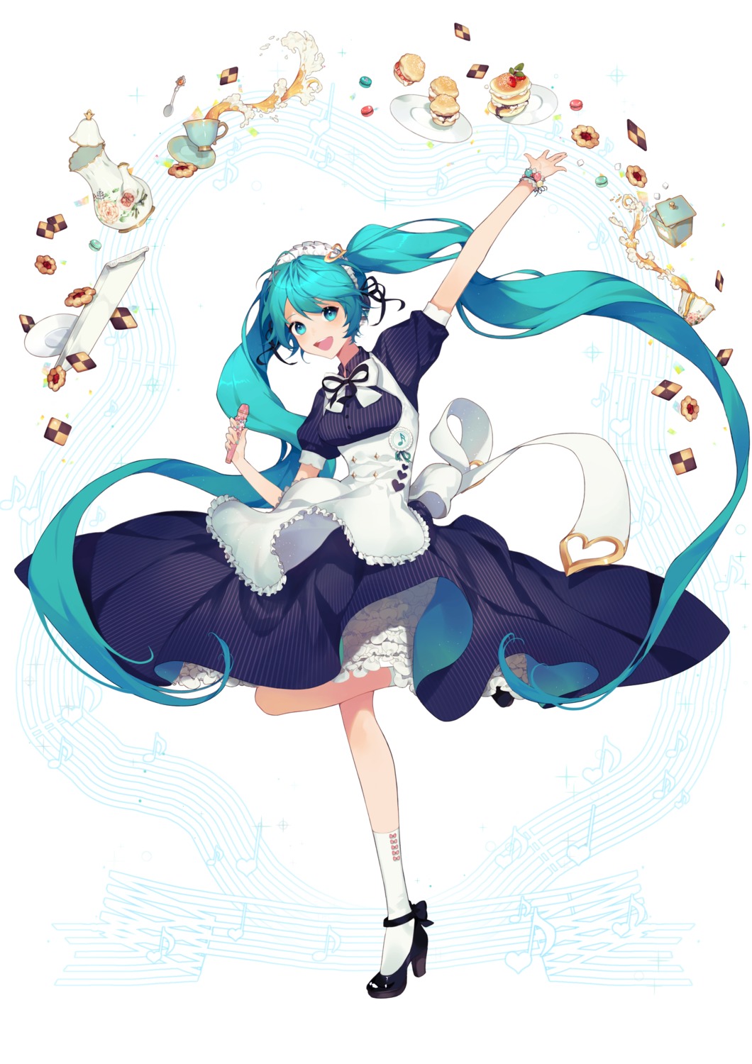 00suger001 hatsune_miku heels maid skirt_lift vocaloid