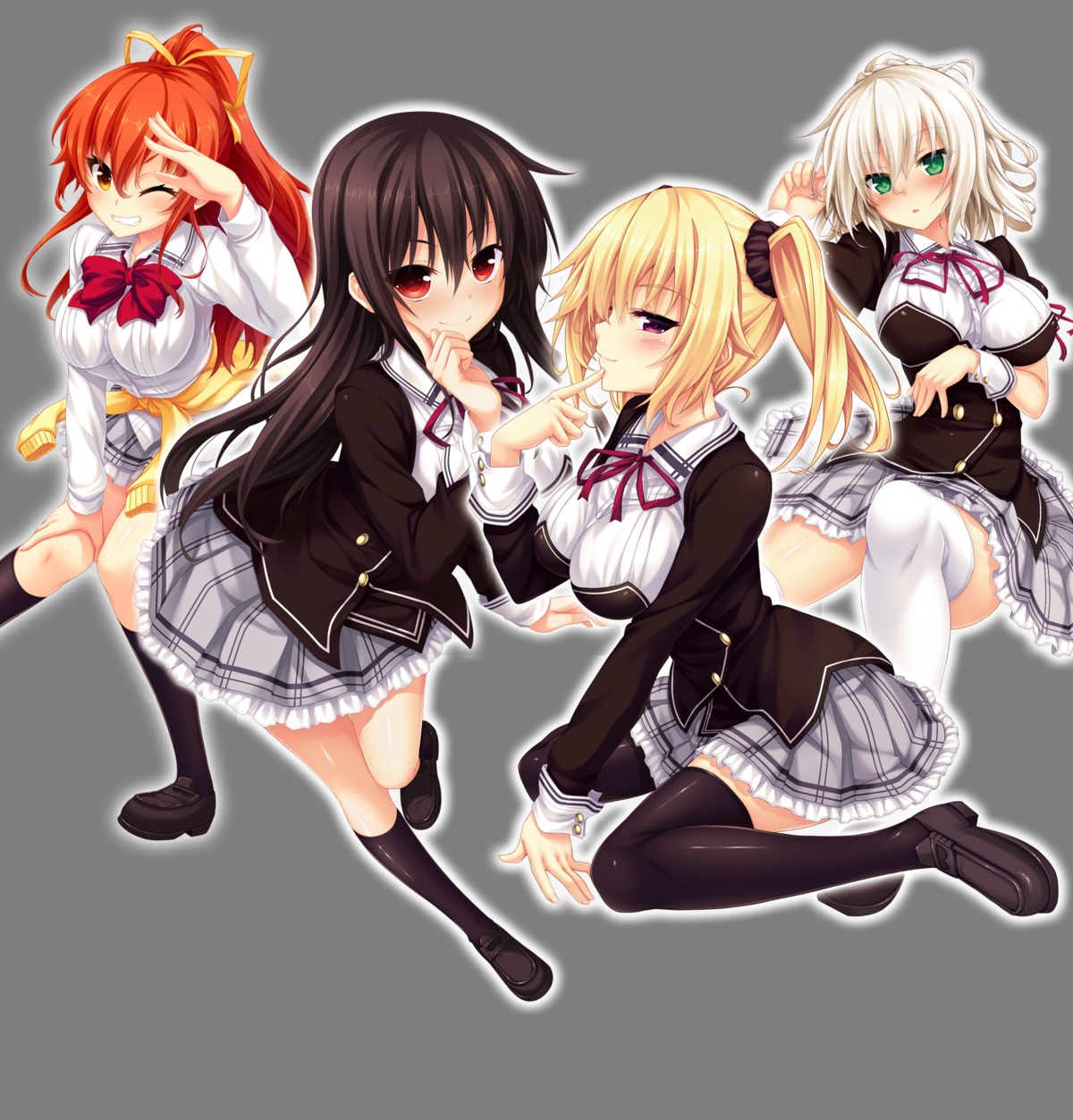 asuhara_yuuki harukaze-soft kuroki_michi nora_to_oujo_to_noraneko_heart_-nora_princess_and_stray_cat.- oozora_itsuki patricia_of_end seifuku thighhighs transparent_png yuri_shachi