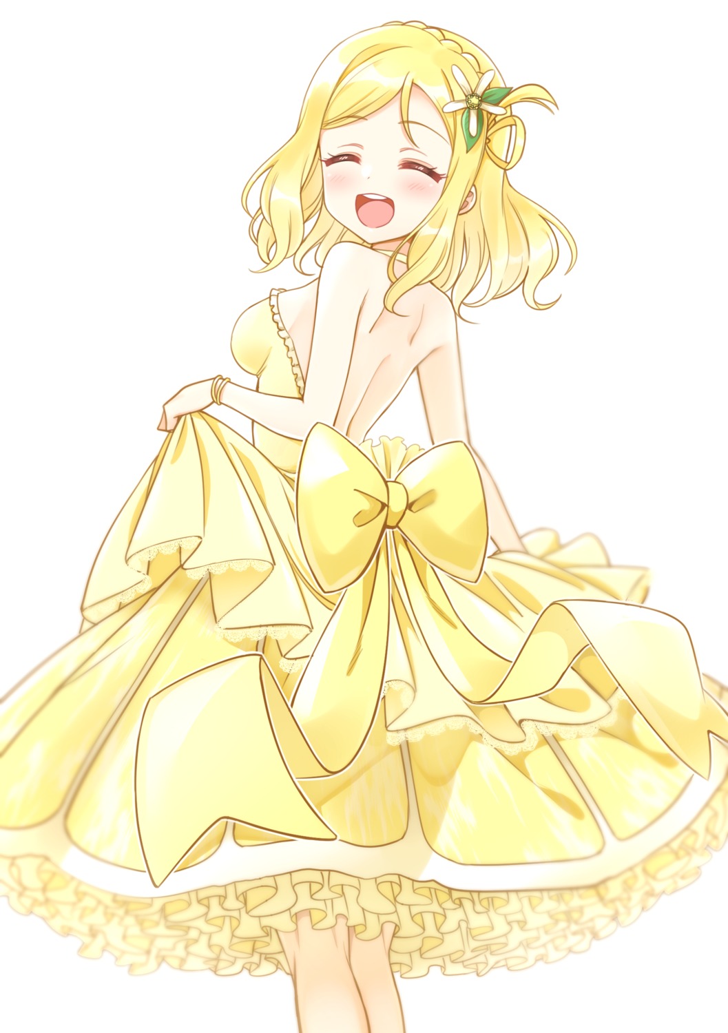 deadnooodles dress love_live!_sunshine!! no_bra ohara_mari skirt_lift