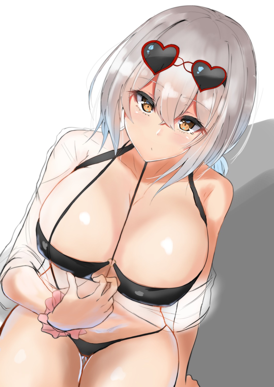 azur_lane bikini cleavage megane negi_(sakuyaizayoi1029) open_shirt see_through sirius_(azur_lane) swimsuits