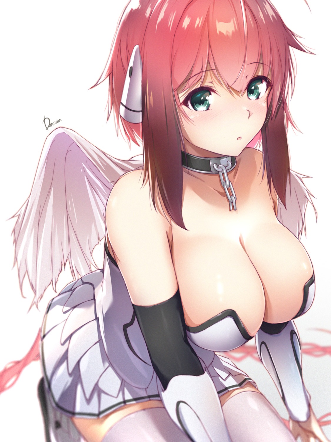 dermar ikaros no_bra skirt_lift sora_no_otoshimono thighhighs wings