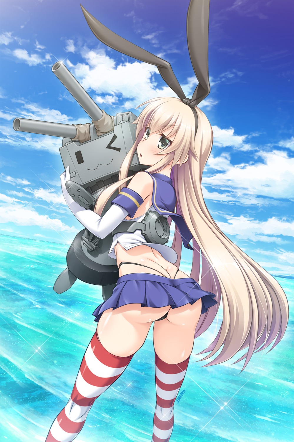 ass kantai_collection shimakaze_(kancolle) tagme thighhighs thong