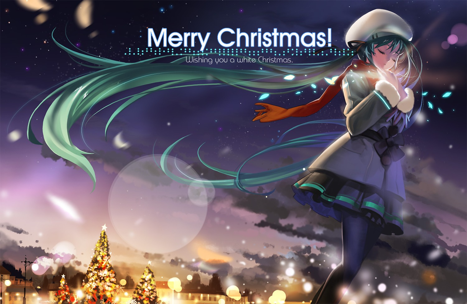 alphonse christmas hatsune_miku landscape pantyhose vocaloid