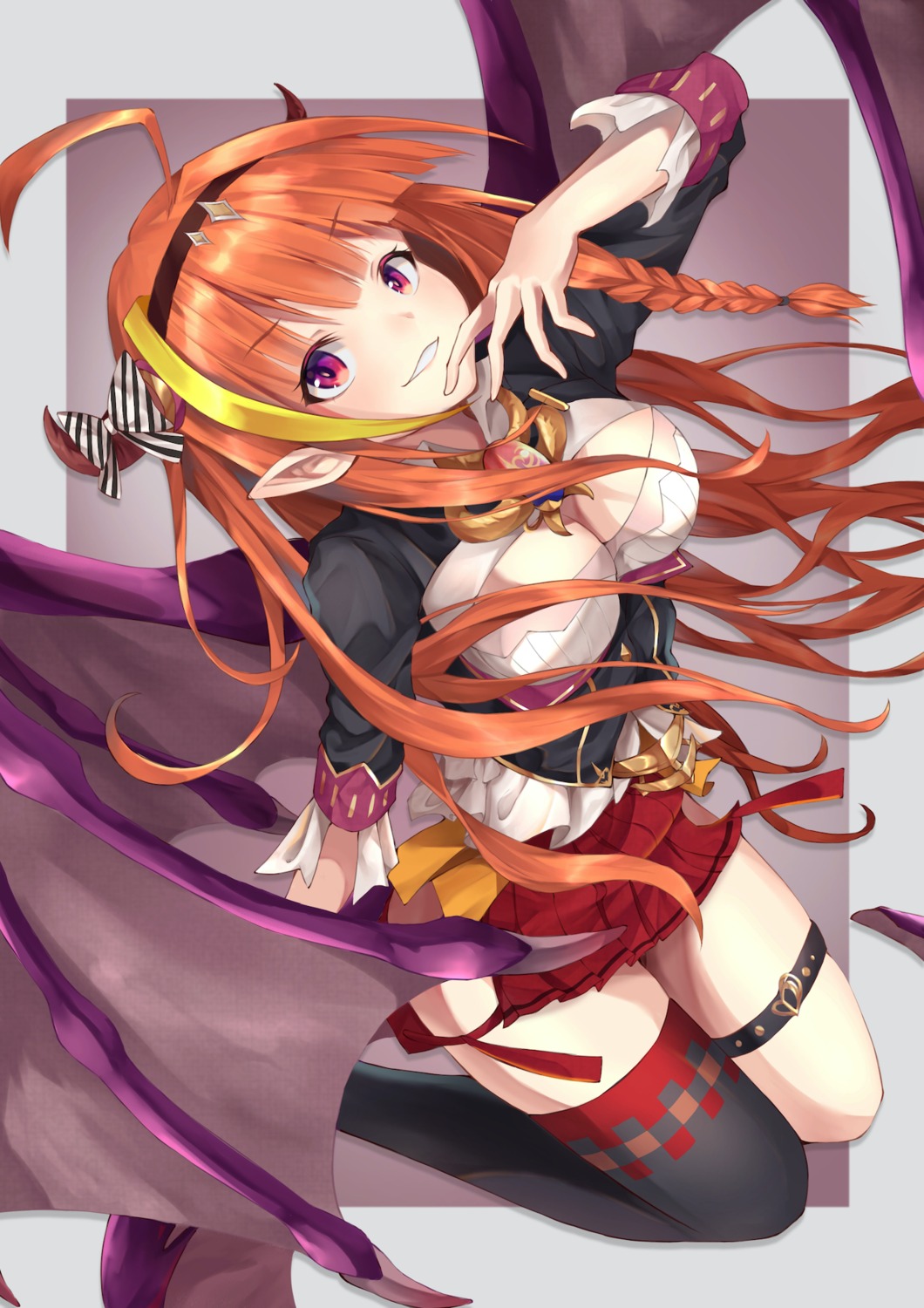 garter hololive horns kiryuu_coco matutoki_nara pointy_ears thighhighs wings