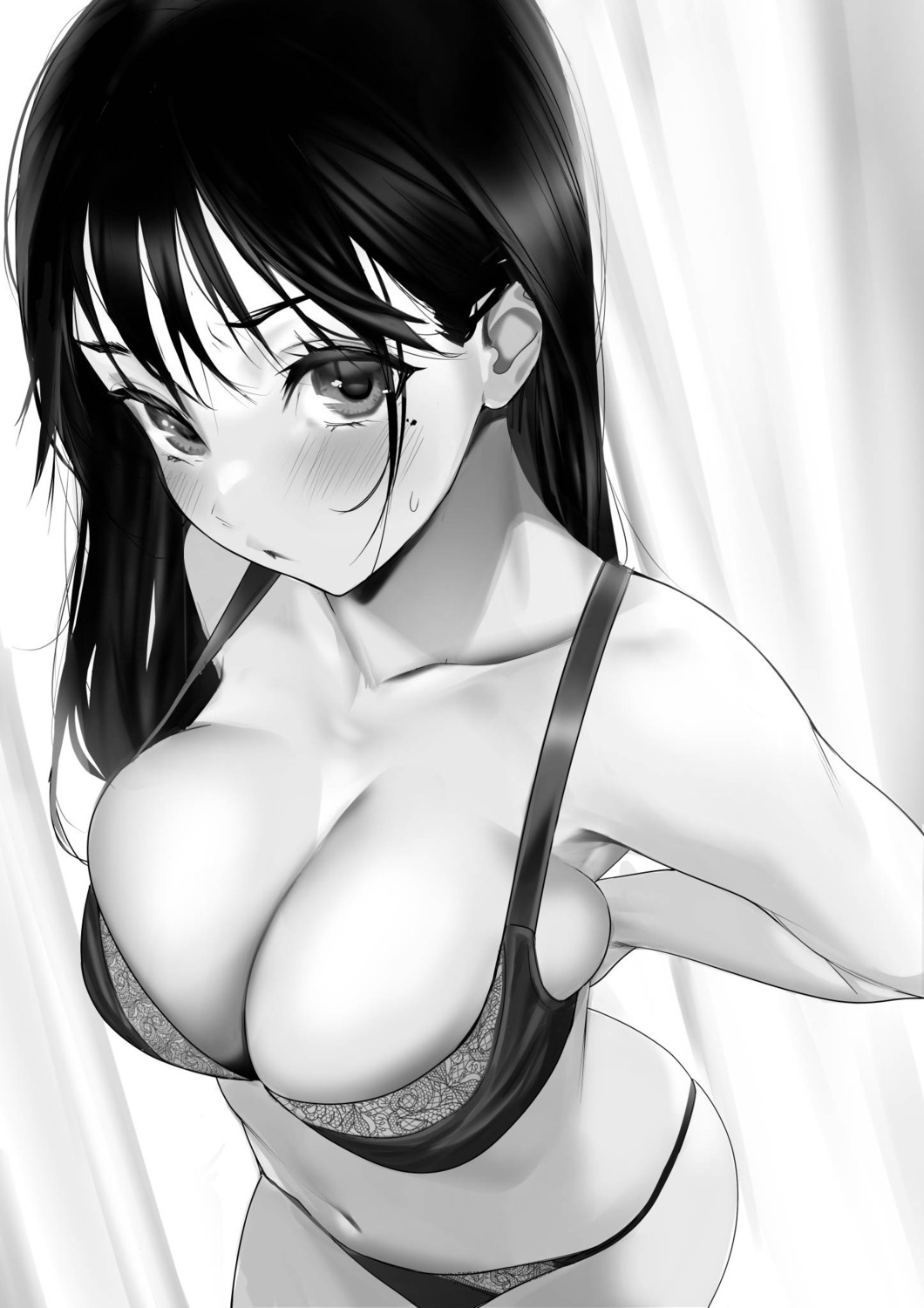 bra monochrome pantsu toro_tarou undressing