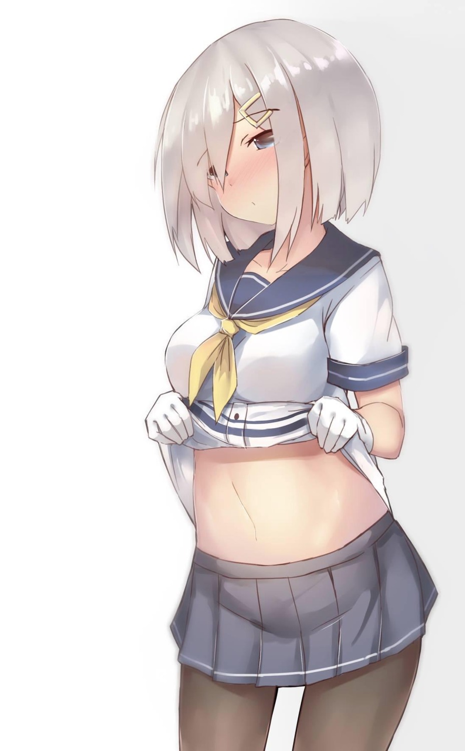 hamakaze_(kancolle) kantai_collection kure_(kure_ng) pantyhose seifuku shirt_lift