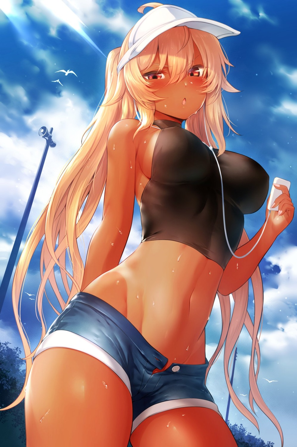 erect_nipples hiyake-chan_(rogia) photoshop rogia tan_lines wet