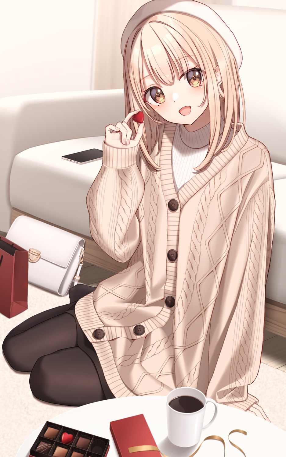 honoka_(huyunora) huyunora pantyhose sweater valentine