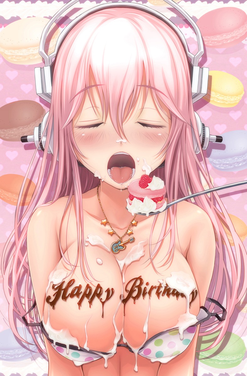 bikini cleavage cream headphones sonico super_sonico swimsuits v-mag