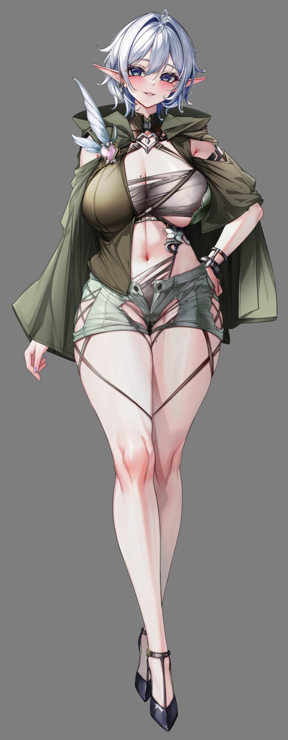 elf lrrer no_bra pantsu pointy_ears torn_clothes transparent_png