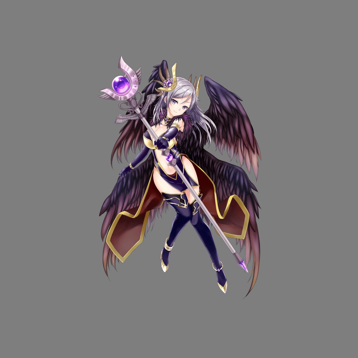 cleavage heels hoshi_no_girls_odyssey thighhighs transparent_png weapon wings