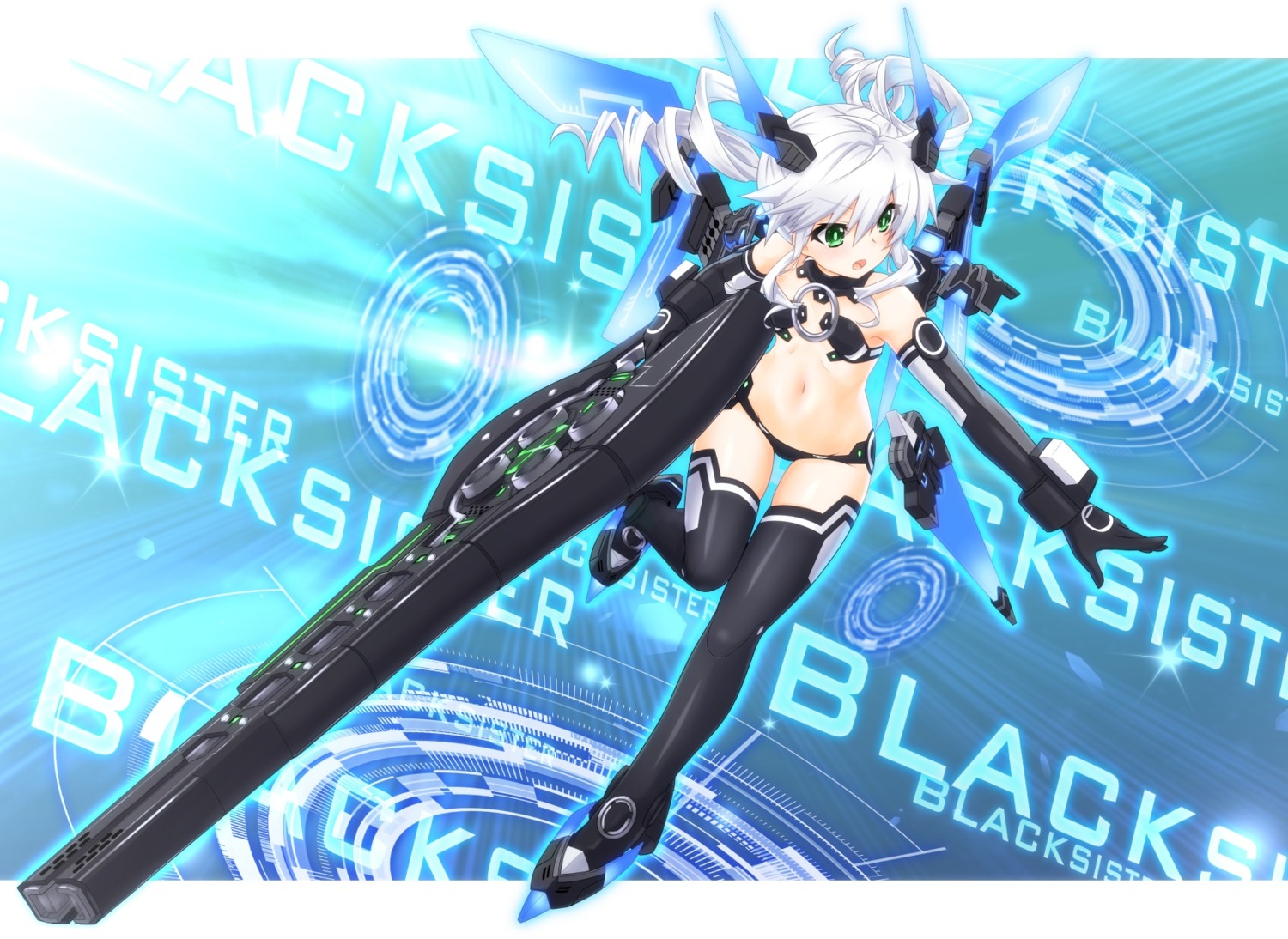 black_sister bra choujigen_game_neptune gun heels mecha_musume mizunashi_(second_run) pantsu thighhighs weapon wings