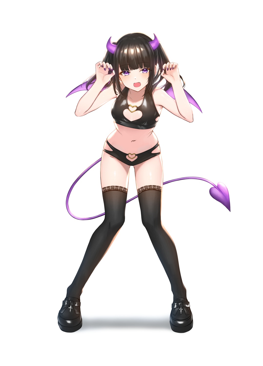 akky_(akimi1127) bra devil horns pantsu tail thighhighs wings