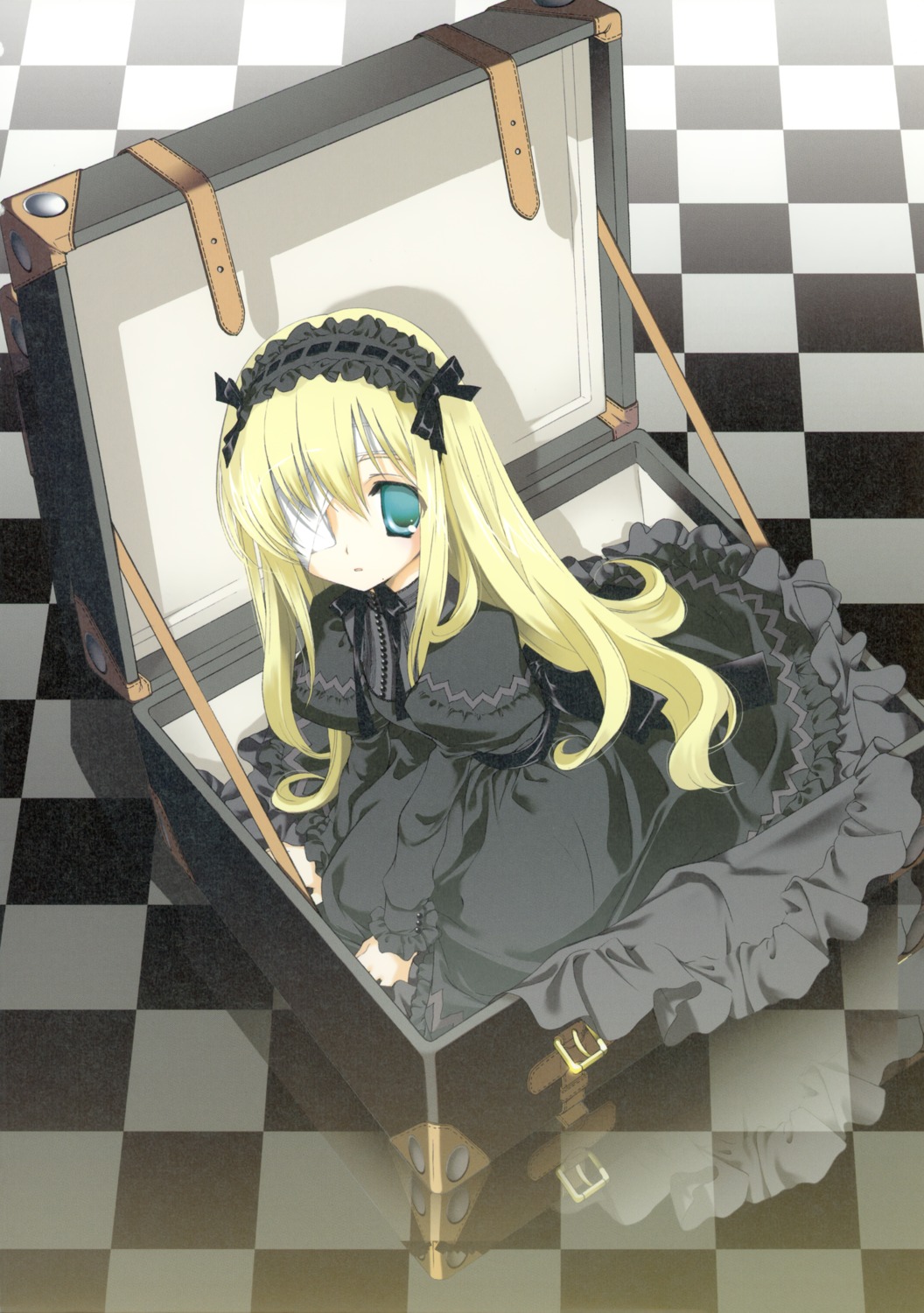 eyepatch gothic_lolita kyougetsutei lolita_fashion miyashita_miki paper_texture