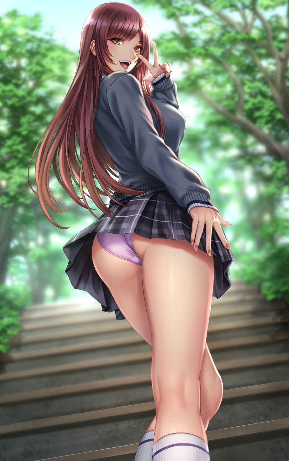 ass oosaki_amana pantsu sadakage seifuku skirt_lift sweater the_idolm@ster the_idolm@ster_shiny_colors