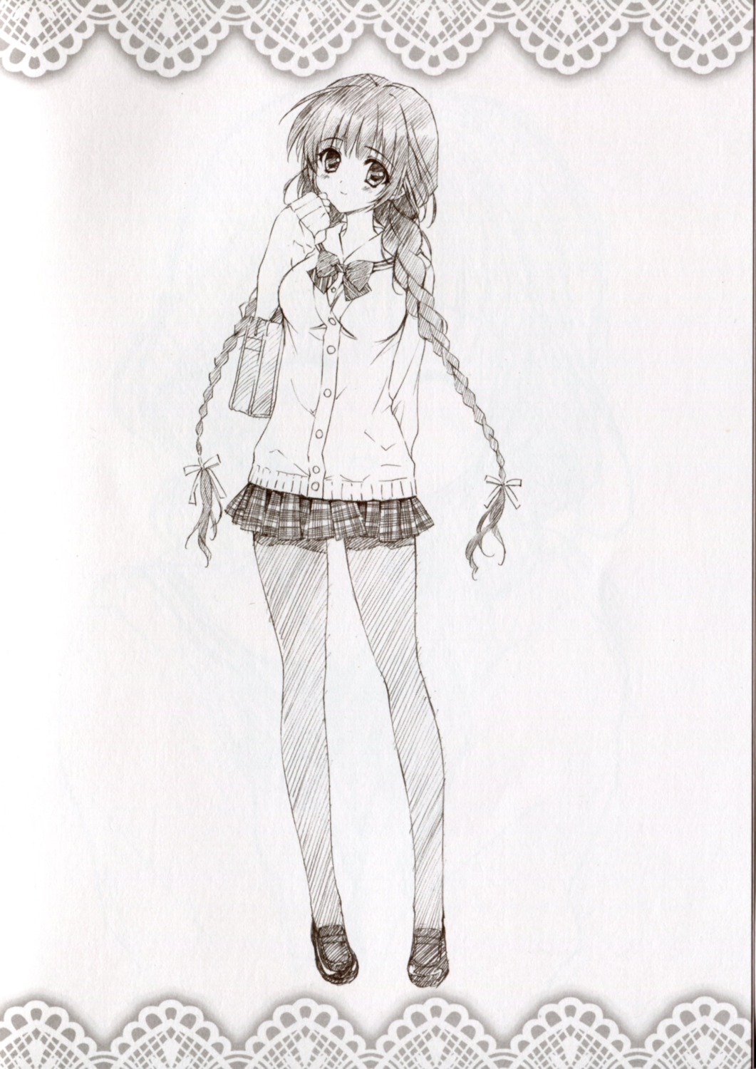 carnelian mayuna monochrome pantyhose seifuku sketch sweater