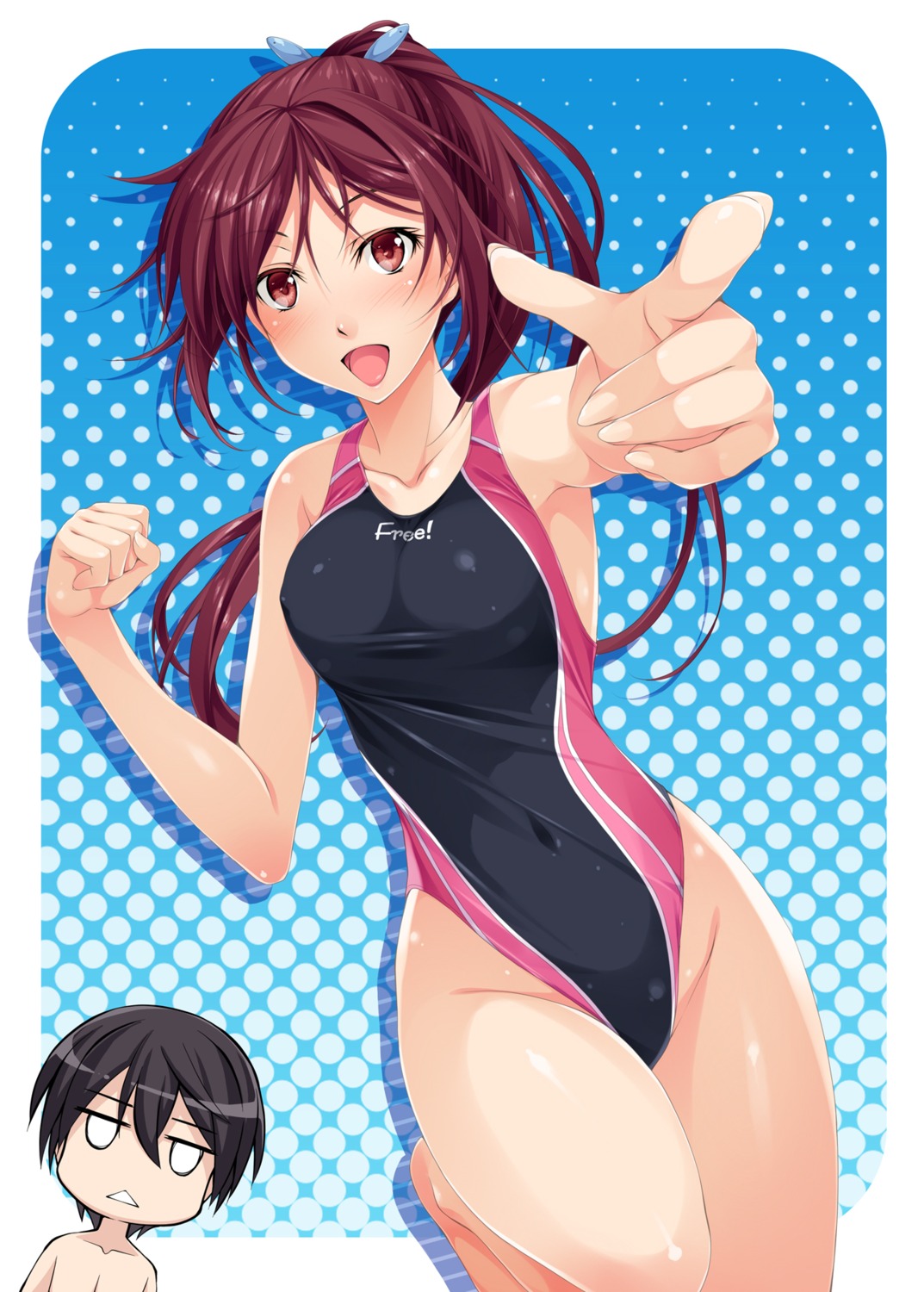 chibi free! kurakino_itsunori matsuoka_gou nanase_haruka swimsuits