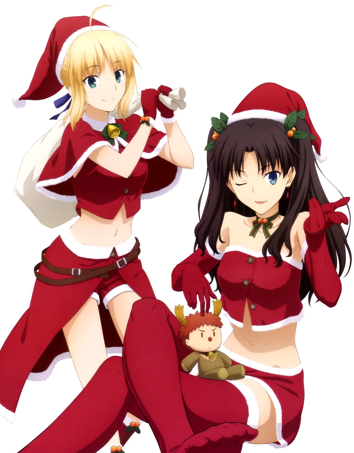 christmas fate/stay_night saber thighhighs toosaka_rin