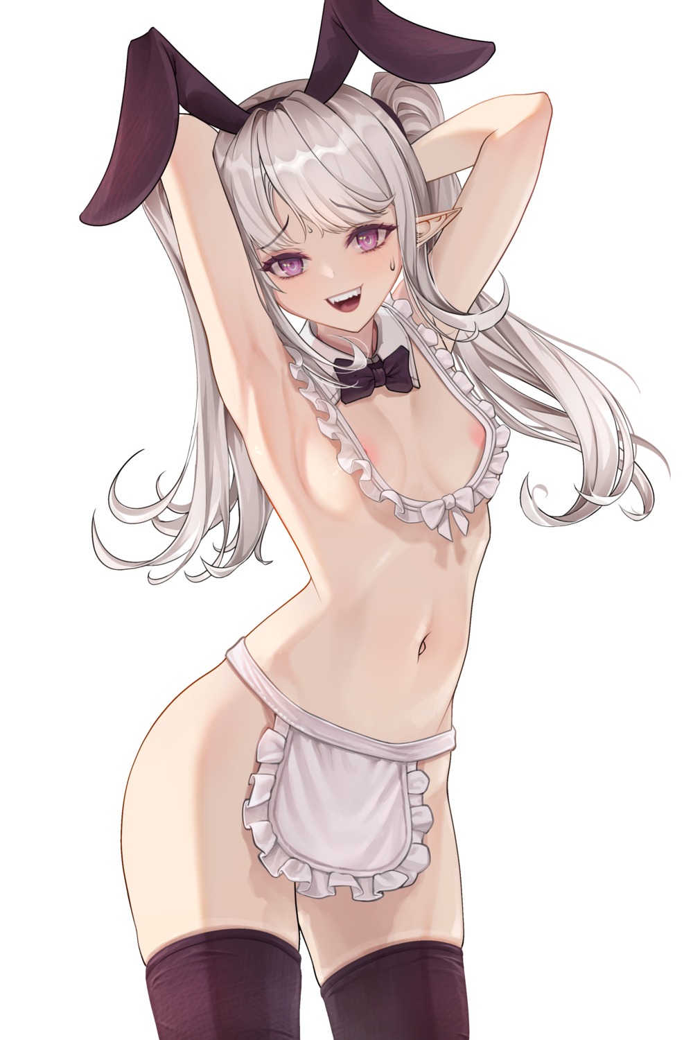 animal_ears areola bunny_ears naked_apron pointy_ears thighhighs yeonrizee