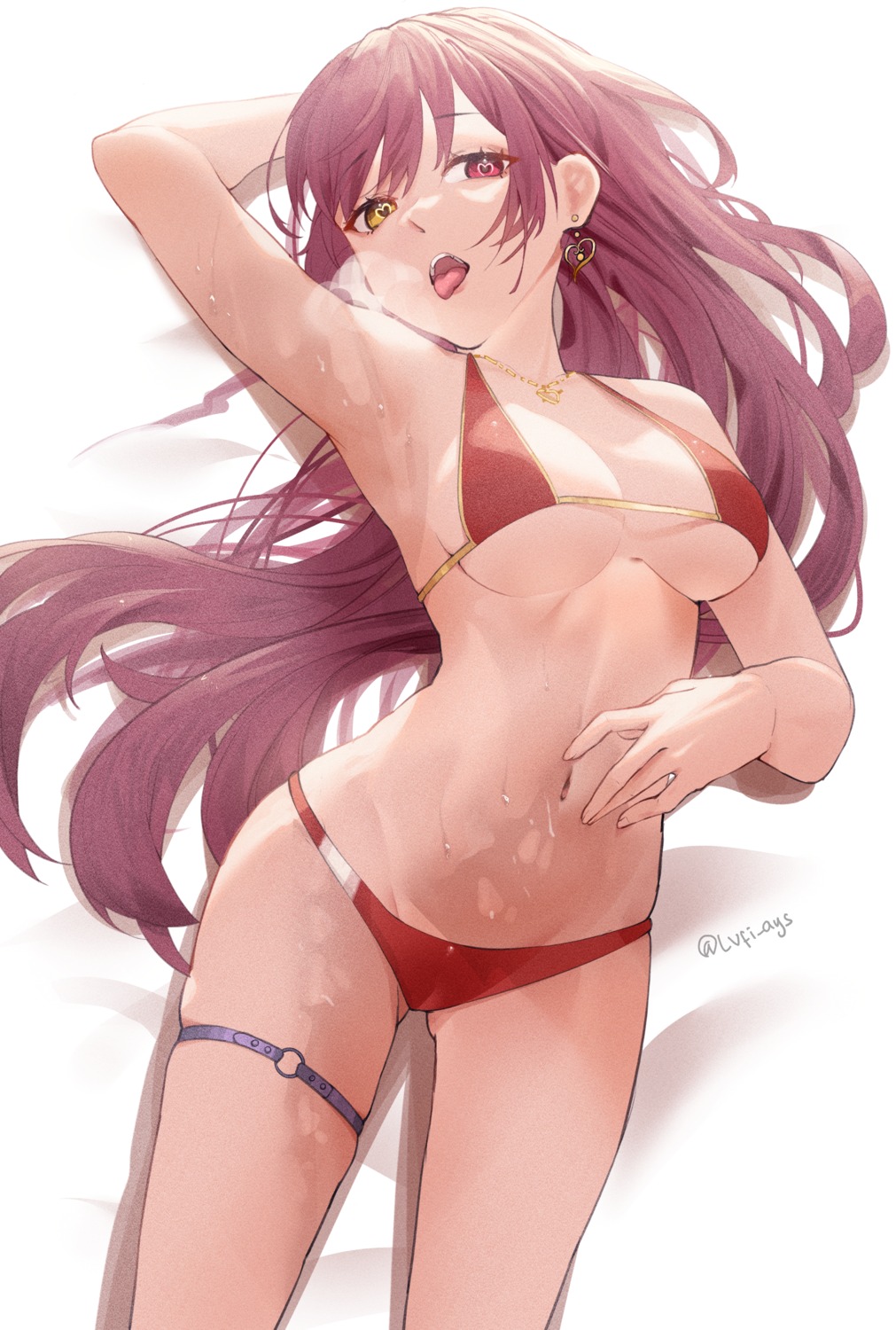 bikini garter heterochromia hololive houshou_marine lufi_ays swimsuits wet