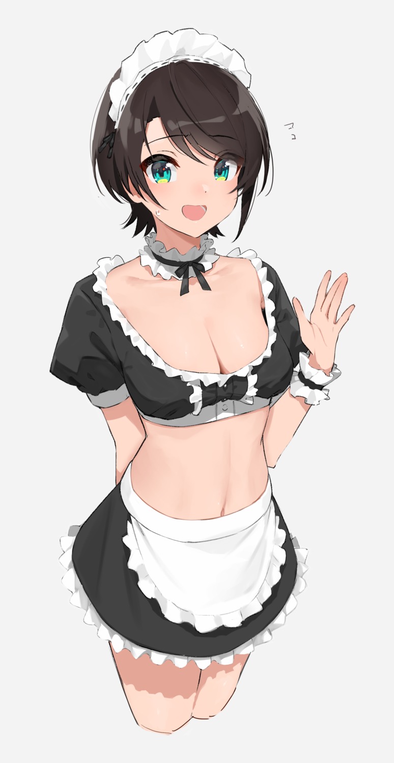 cleavage hololive maid no_bra oozora_subaru takita_(takita3411)