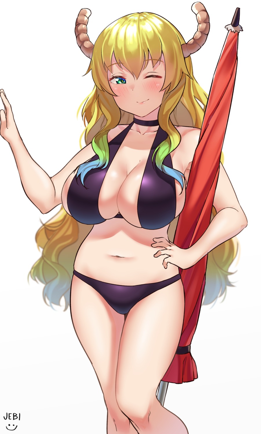 bikini horns jebi kobayashi-san_chi_no_maid_dragon quetzalcoatl_(kobayashi-san_chi_no_maid_dragon) swimsuits