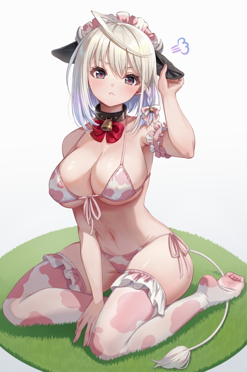 animal_ears bikini erect_nipples horns kuze_kaname swimsuits tail thighhighs