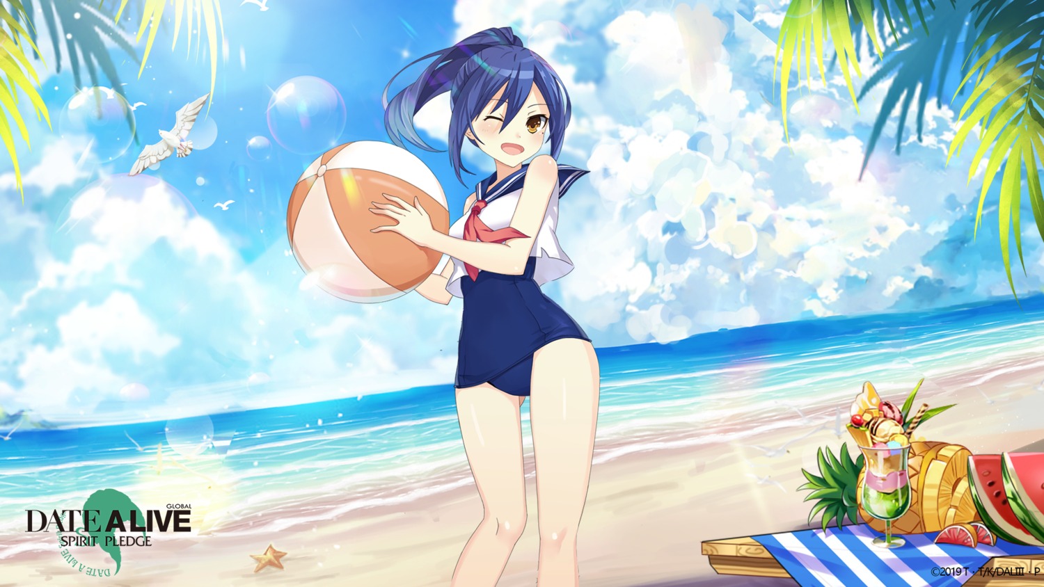 date_a_live school_swimsuit seifuku swimsuits takamiya_mana wallpaper