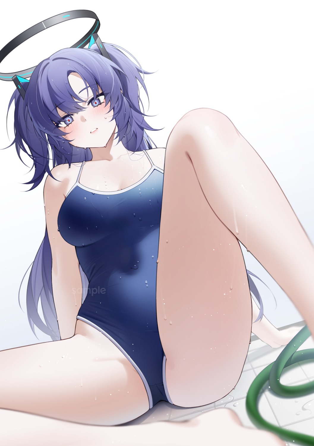 bechu blue_archive halo hayase_yuuka school_swimsuit swimsuits wet