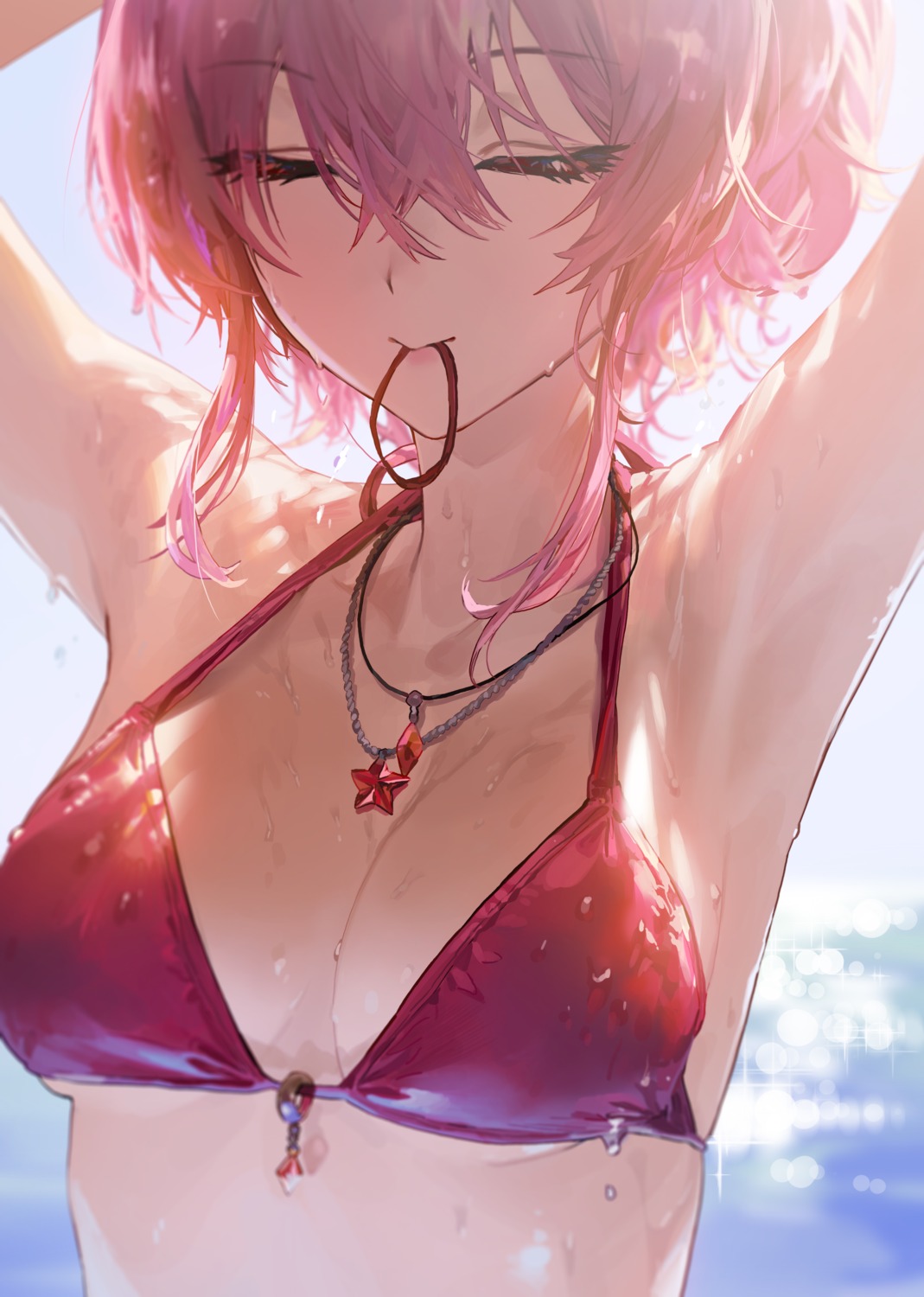 bikini_top cleavage jougasaki_mika modare swimsuits the_idolm@ster the_idolm@ster_cinderella_girls wet