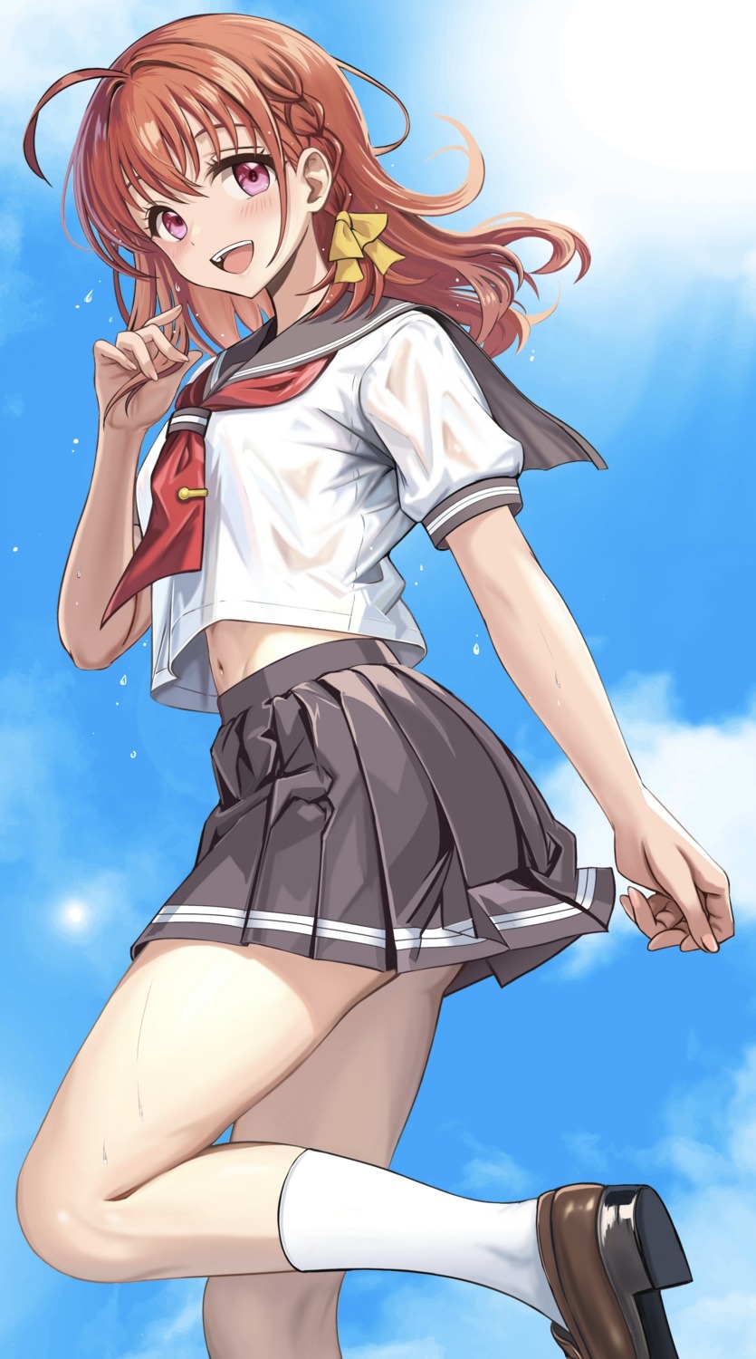 love_live!_sunshine!! see_through seifuku skirt_lift takami_chika wet wet_clothes zaofeng