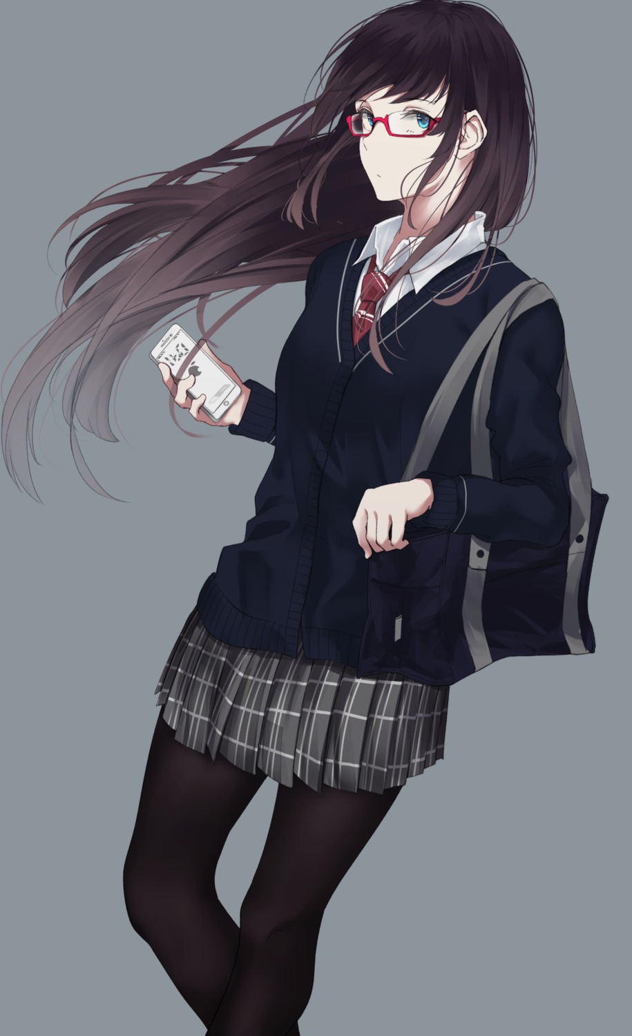 megane pantyhose saito_(artist) seifuku sweater