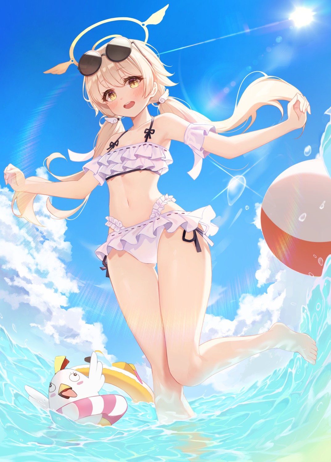 ajitani_hifumi bikini blue_archive halo loli megane okey swimsuits wet