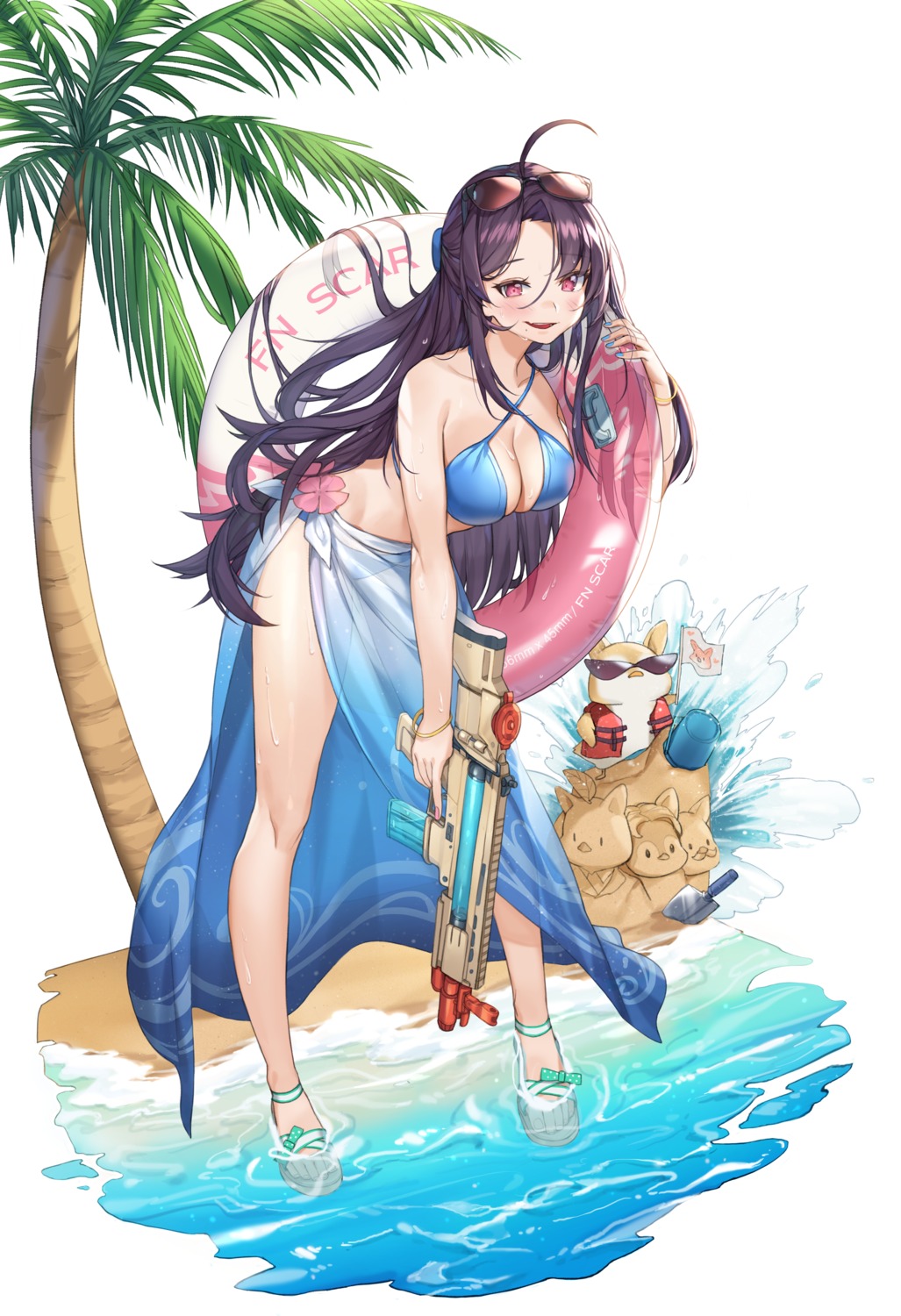 bikini cleavage gun megane piyo_(pixiv_2308057) see_through swimsuits wet