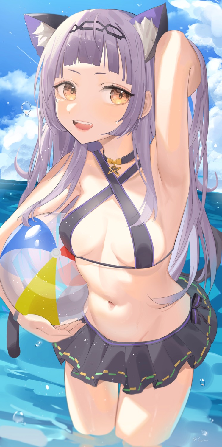 animal_ears bikini gurina hololive murasaki_shion nekomimi swimsuits tail wet