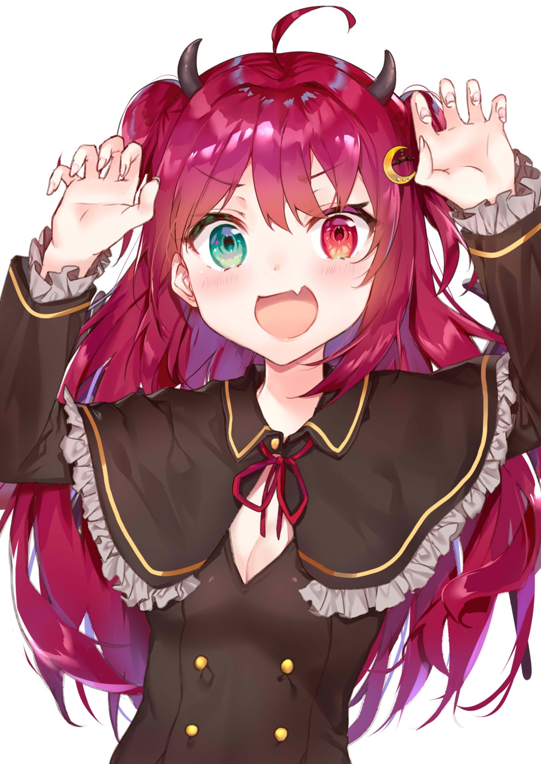 cleavage heterochromia horns nanakagura nijisanji yuzuki_roa