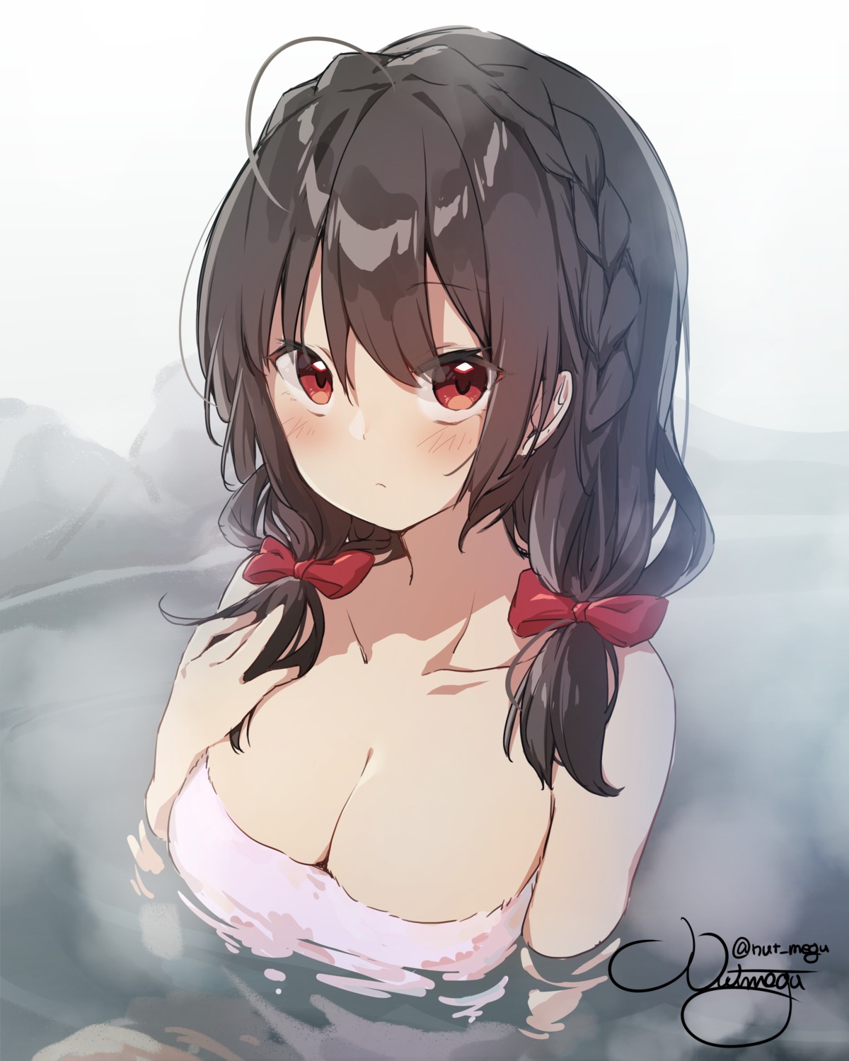 bathing kono_subarashii_sekai_ni_shukufuku_wo! nut_megu towel wet yunyun_(konosuba)