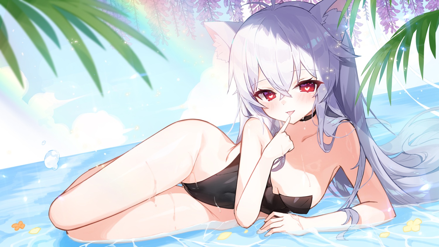 animal_ears apple_caramel cameltoe leotard no_bra wet