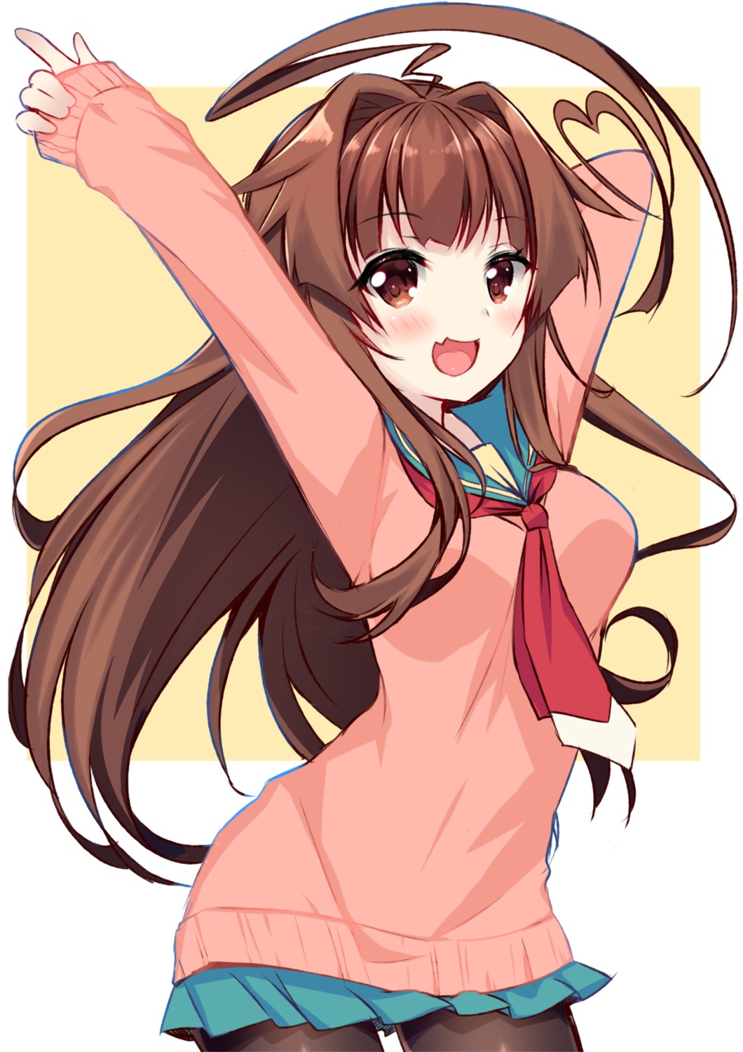 kantai_collection ko_yu kuma_(kancolle) pantyhose seifuku sweater