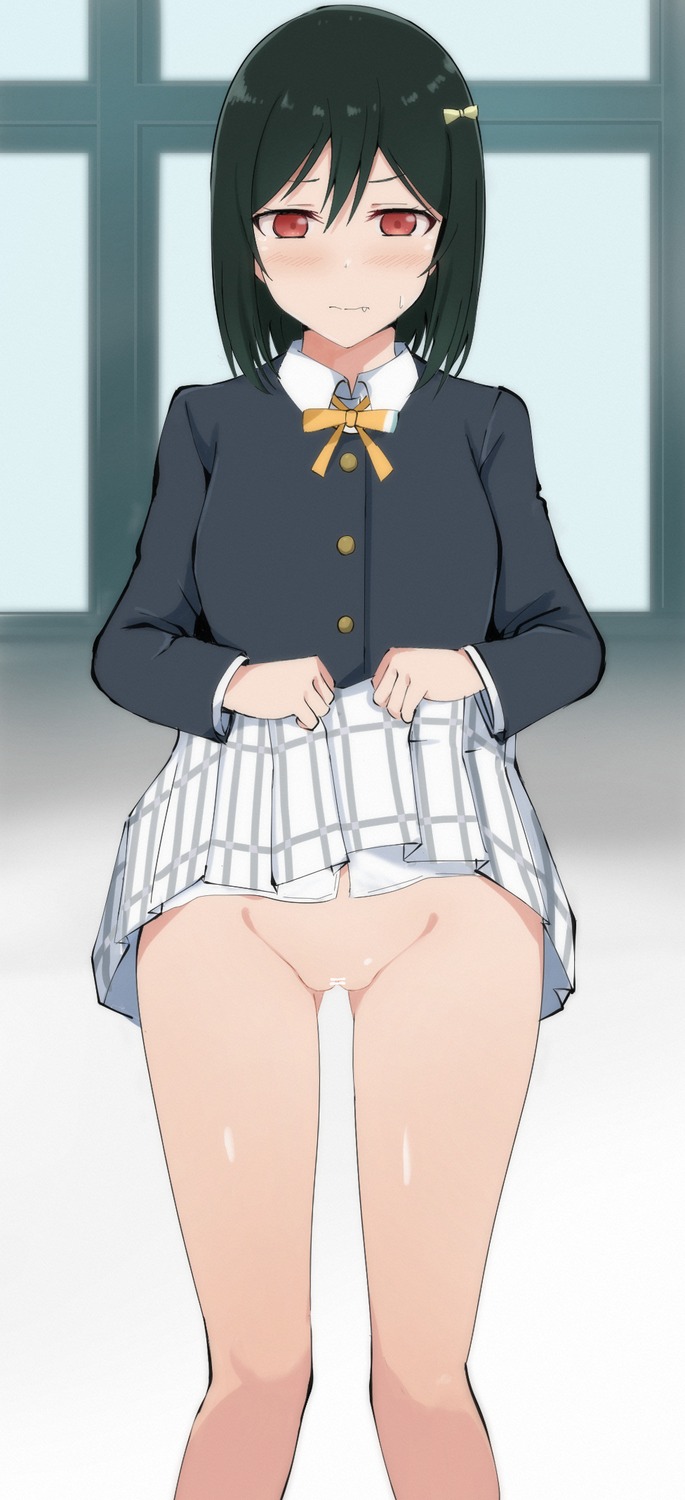 censored love_live!_nijigasaki_high_school_idol_club mifune_shioriko nopan pussy seifuku skirt_lift wewe