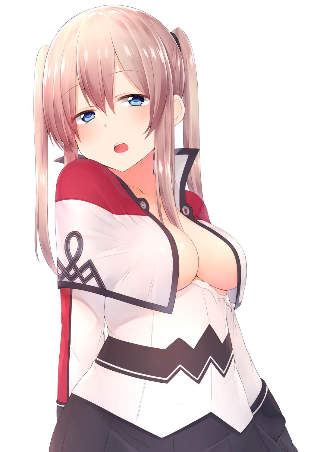 akky_(akimi1127) cleavage graf_zeppelin_(kancolle) kantai_collection no_bra torn_clothes uniform