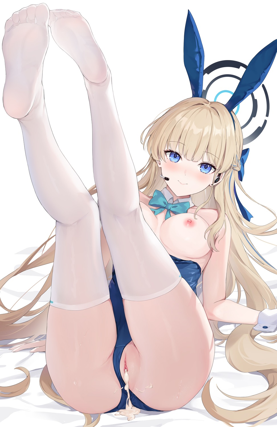 animal_ears asuma_toki blue_archive breasts bunny_ears bunny_girl cum feet halo kizuna nipples no_bra pussy thighhighs uncensored