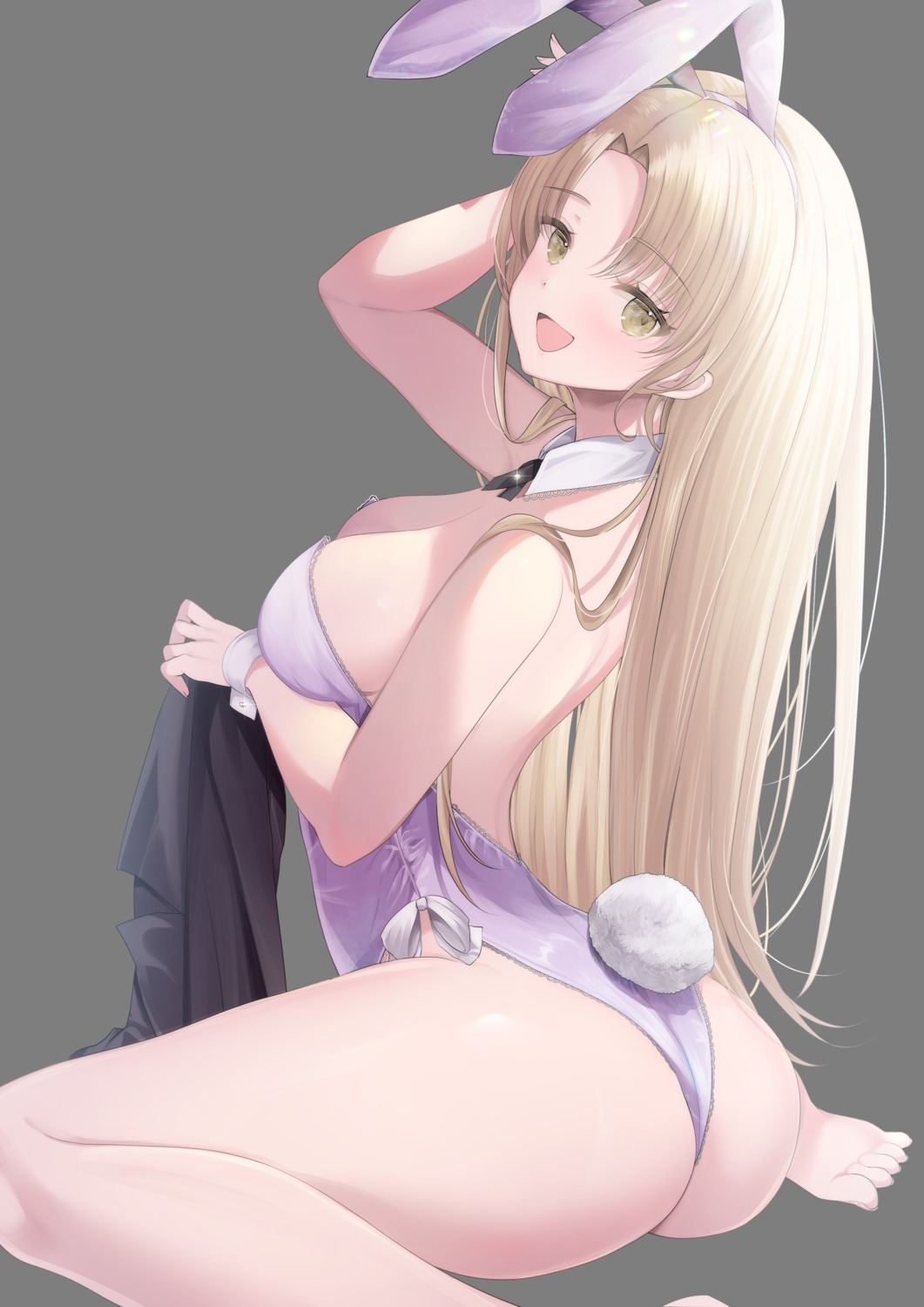 animal_ears ass bunny_ears bunny_girl kurage_cc nijisanji nijisanji_seeds no_bra sister_cleaire tail transparent_png