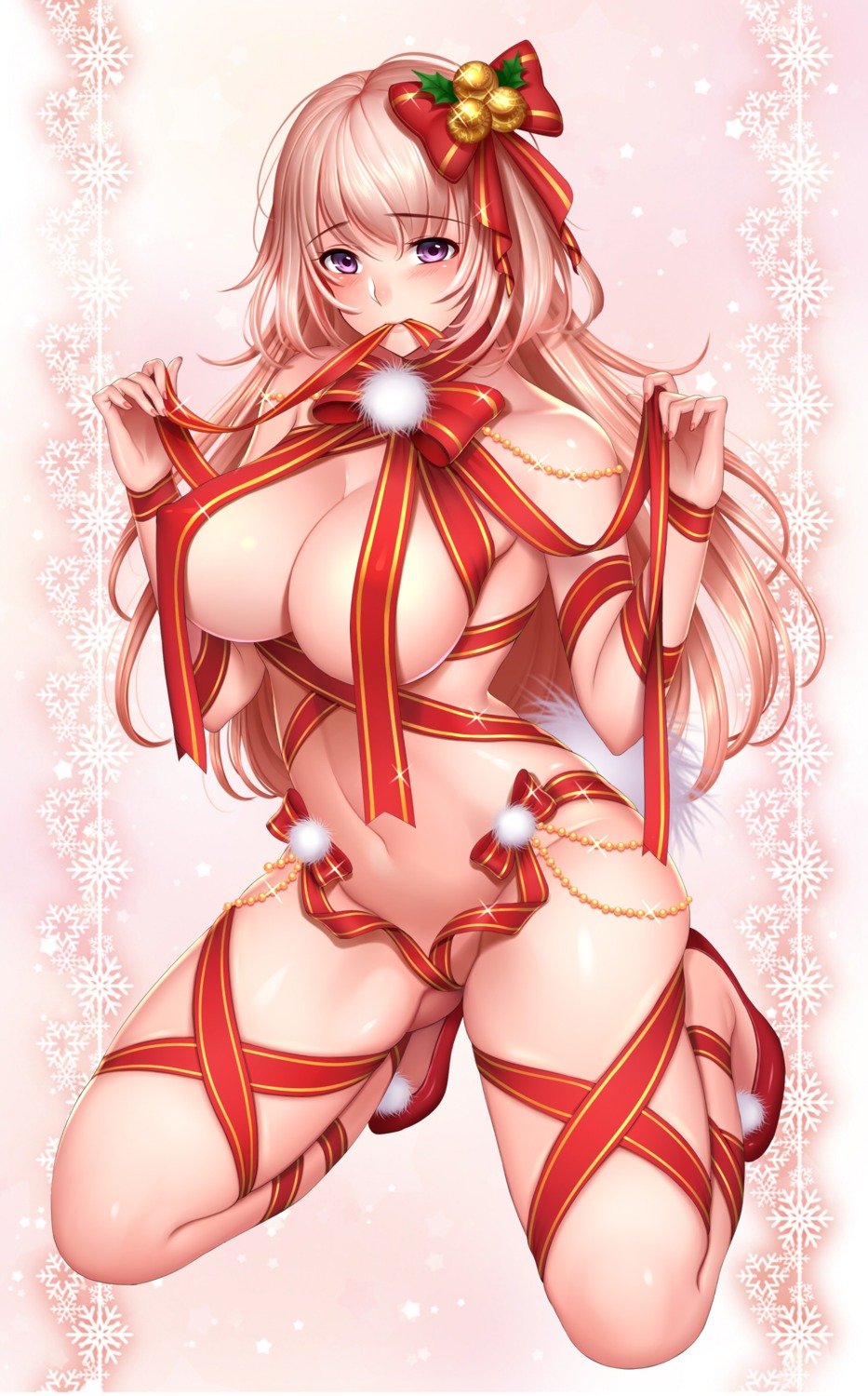 christmas erect_nipples heels naked_ribbon re:shimashima tokyo_exe_girls