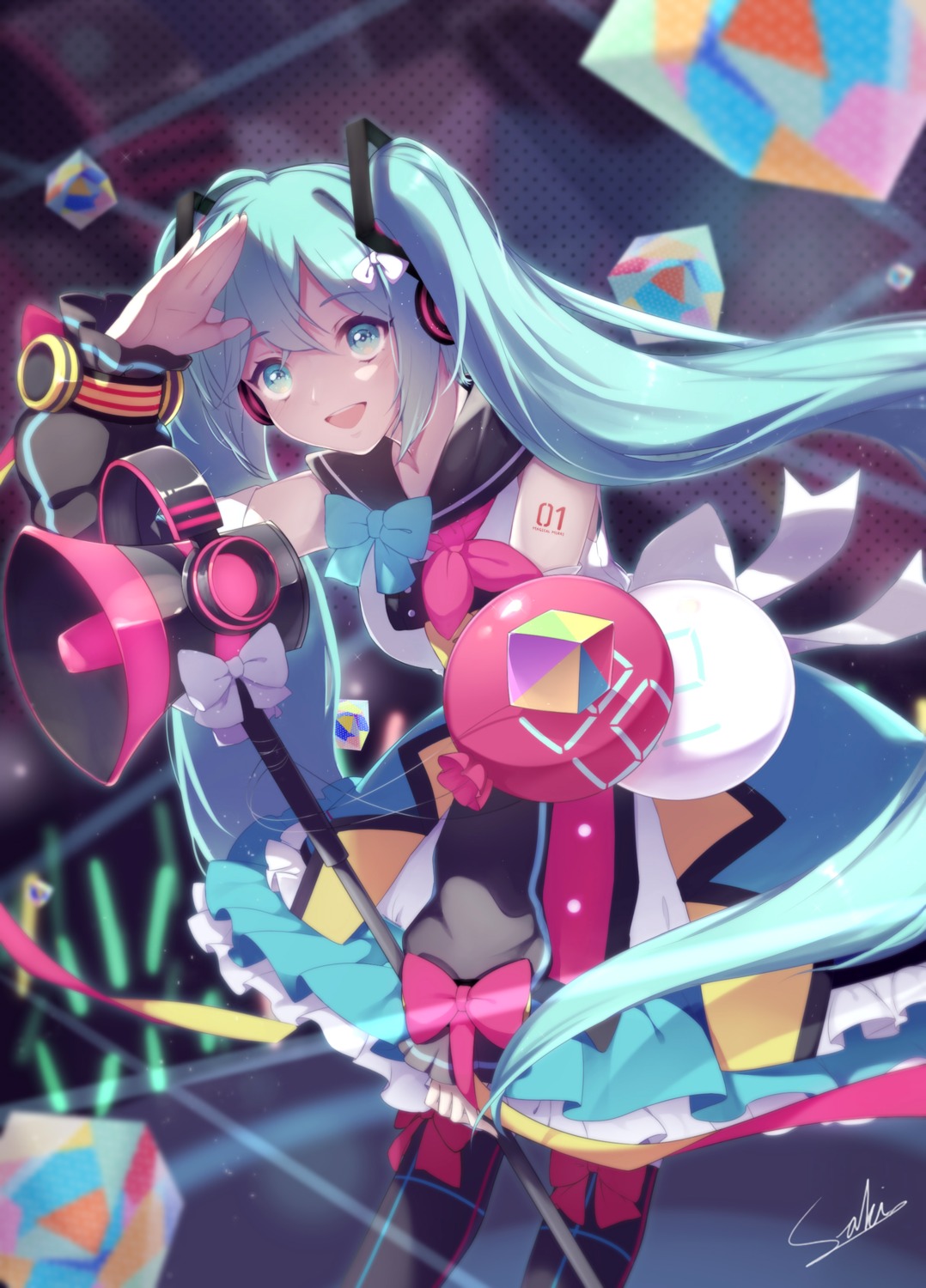 hatsune_miku headphones kicchan magical_mirai tattoo vocaloid