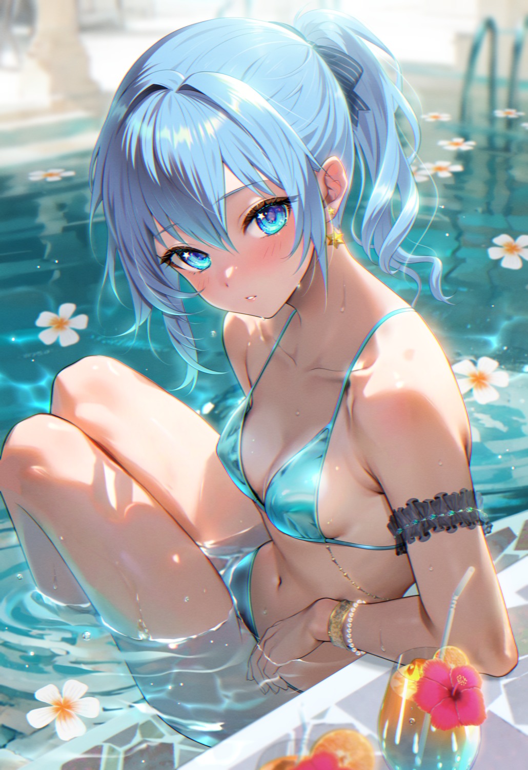 bikini erect_nipples hololive hoshimachi_suisei sakurano_tsukasa swimsuits wet