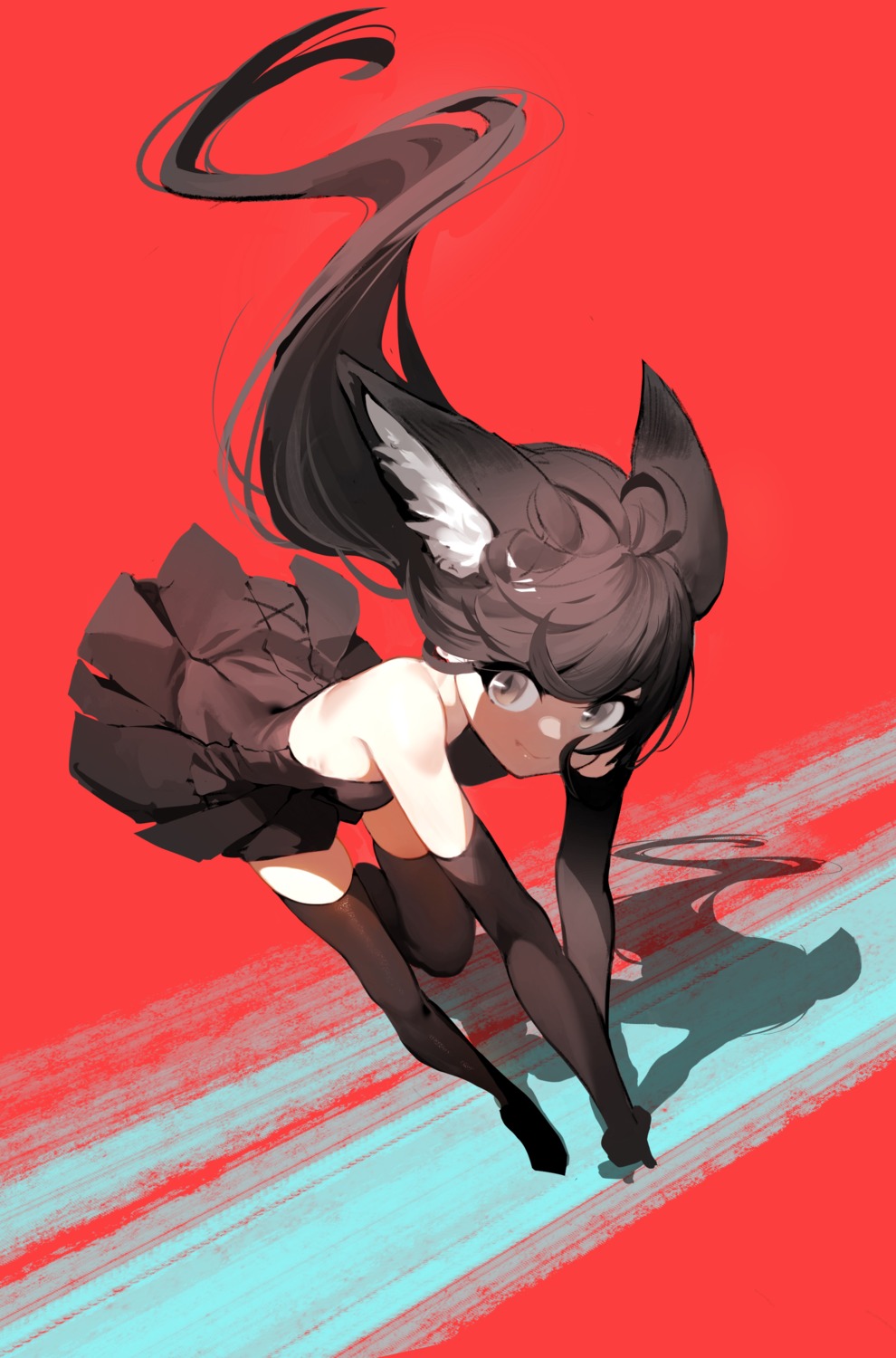 animal_ears deatheach dress no_bra skirt_lift thighhighs