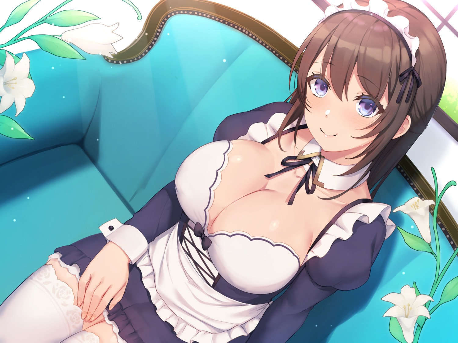 cleavage maid thighhighs umiharu